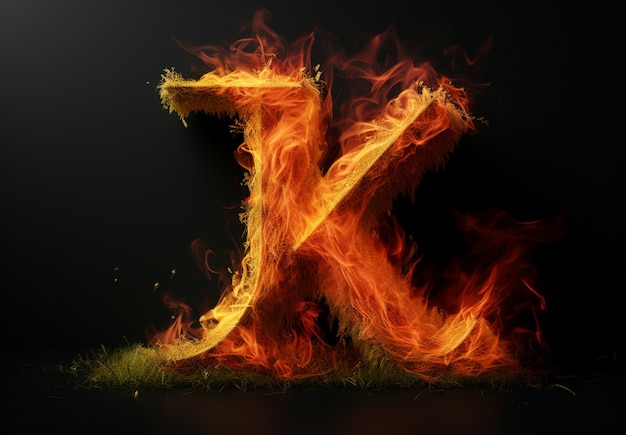 Free Photo 3d letter on fire with flames