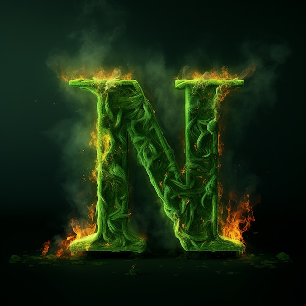 Free photo 3d letter on fire with flames