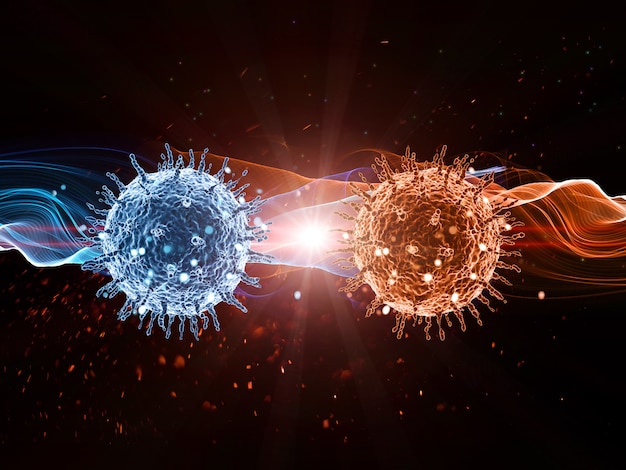 3D medical background with abstract virus cells