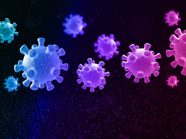 3D medical background with floating virus cells