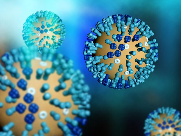 3D medical background with flu virus cells