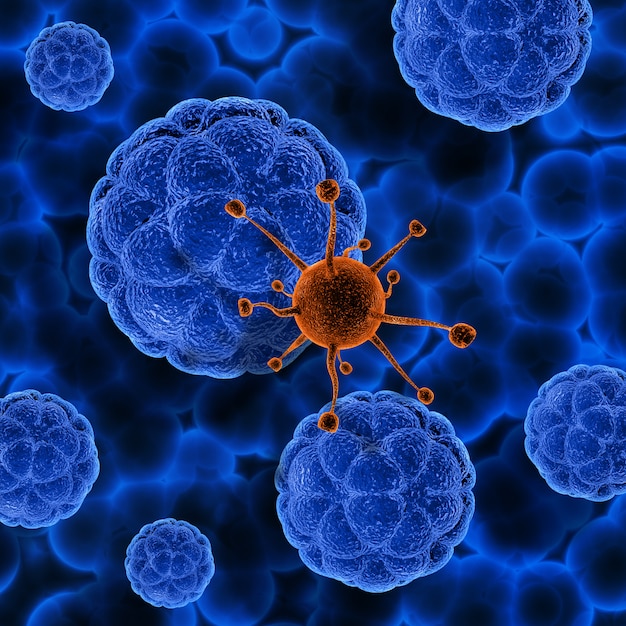 Free Photo 3d medical background with rogue virus cell