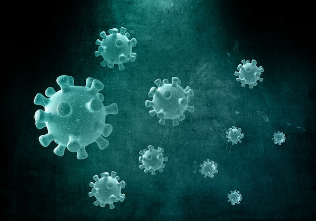 Free photo 3d medical grunge background with abstract coronavirus cells