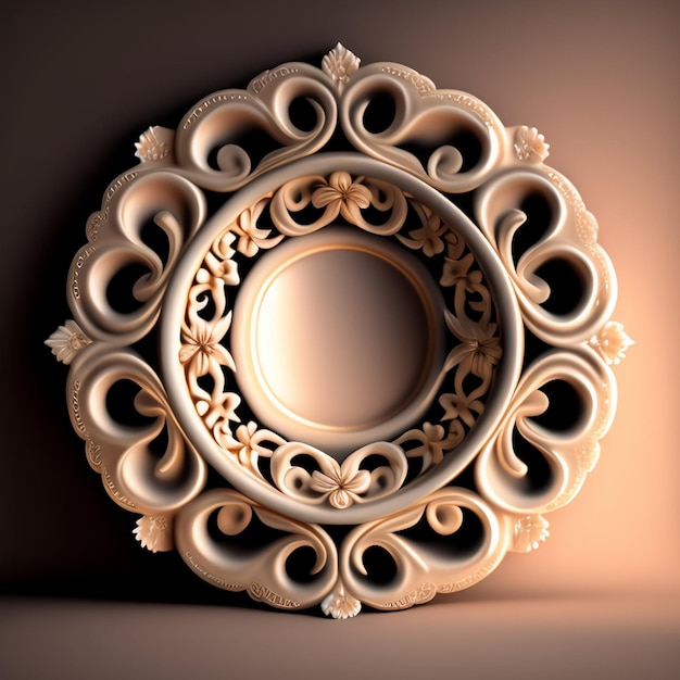 Free Photo a 3d model of a circle with a floral design in the center.