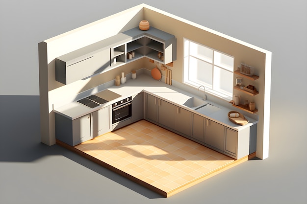 Free photo 3d model of house room