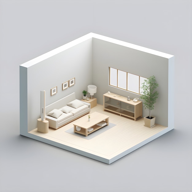 Free photo 3d model of house room