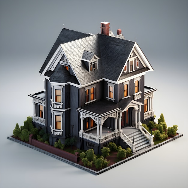 Free photo 3d model of residential building