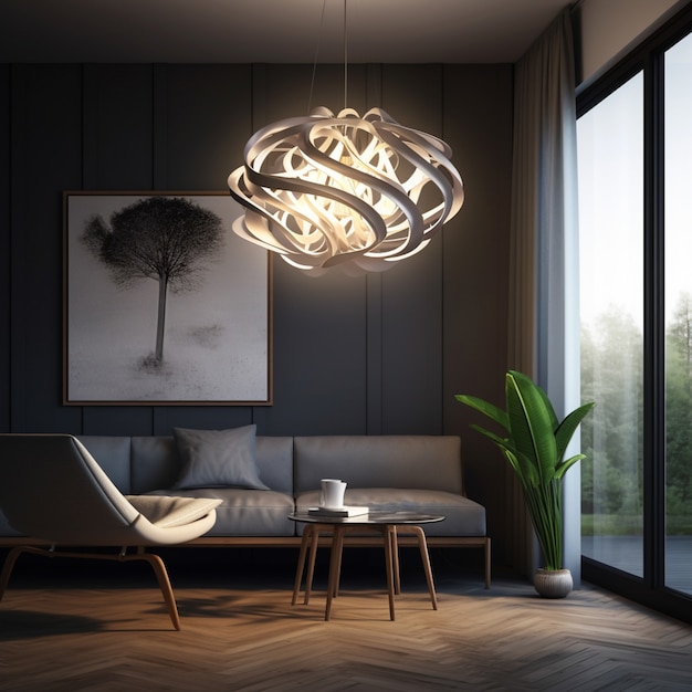 Free Photo 3d modern lamp design