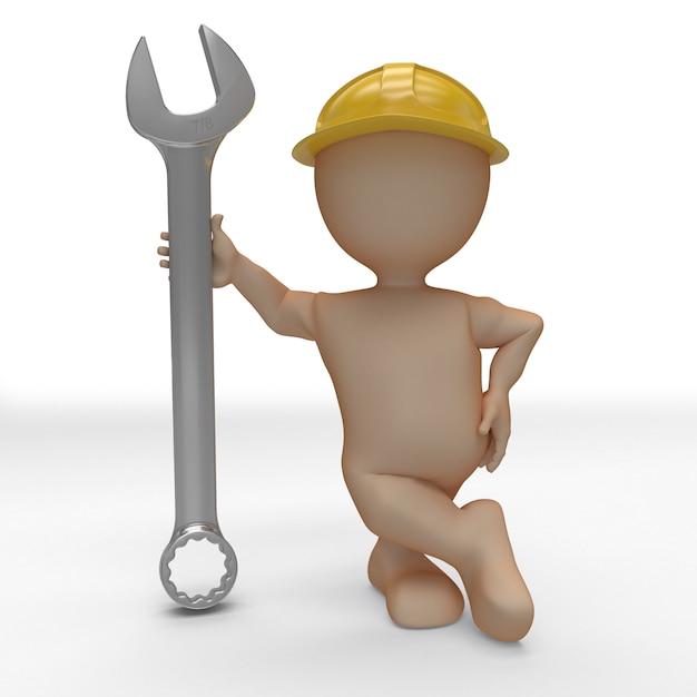 Free Photo 3d morph man builder with wrench