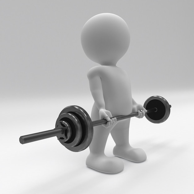 Free Photo 3d morph man exercising with gym weights