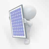 Free photo 3d morph man with solar panel