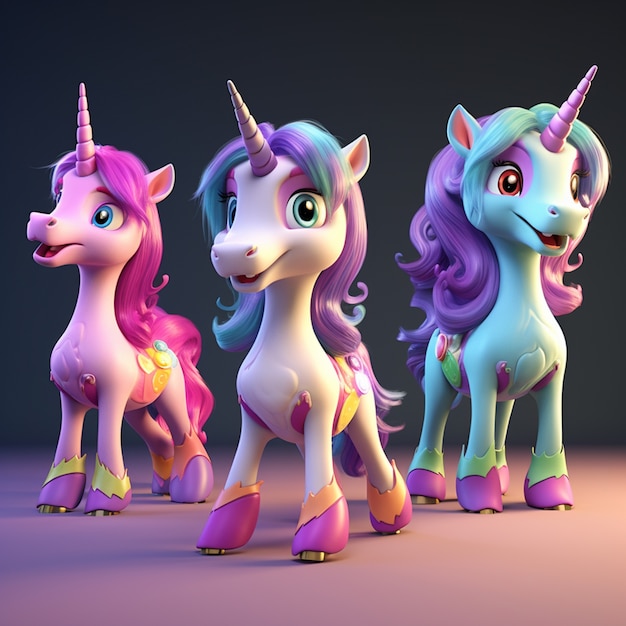 Free photo 3d mythical unicorn for kids figurine style