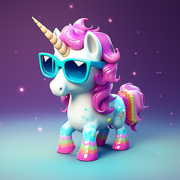 Free photo 3d mythical unicorn for kids figurine style