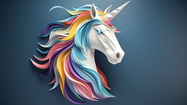 Free Photo 3d mythical unicorn in paper style