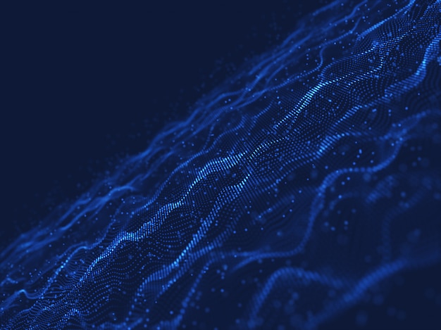 Free Photo 3d network communications background with flowing and floating particles