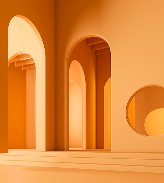 Free photo 3d orange room interior design