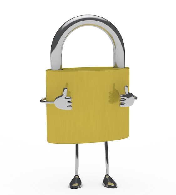 Free Photo 3d padlock with thumbs up