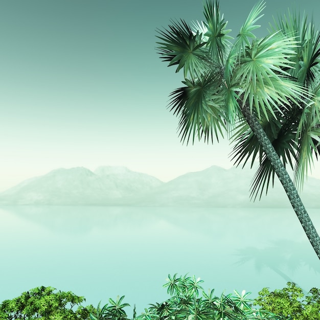 Free photo 3d palm tree landscape