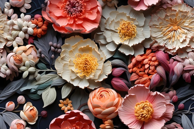 Free Photo 3d paper craft flower illustration