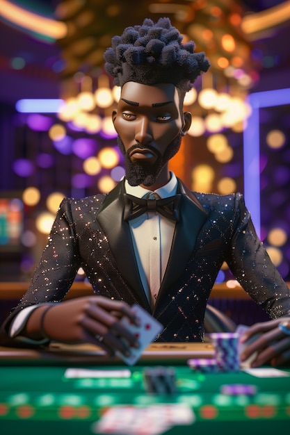 3d people playing games and gambling at a casino