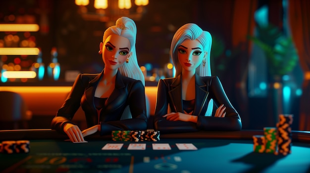 Free photo 3d people playing games and gambling at a casino