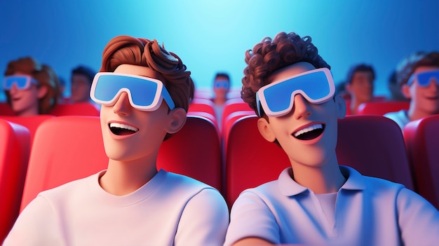 Free Photo 3d people watching a movie at the cinema