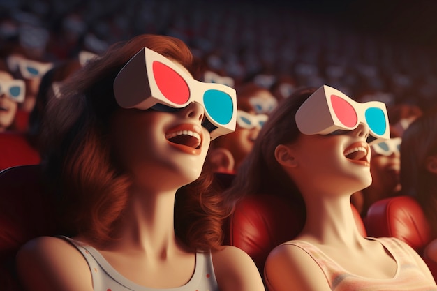 3d people watching a movie at the cinema