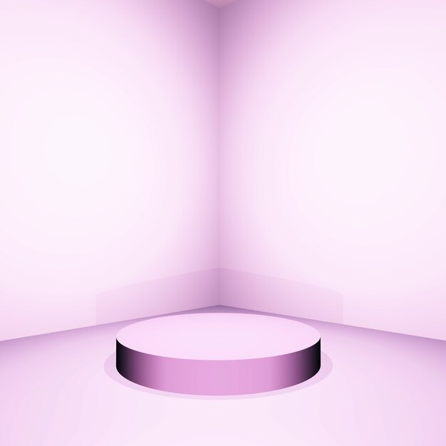 3D pink empty room with display podium