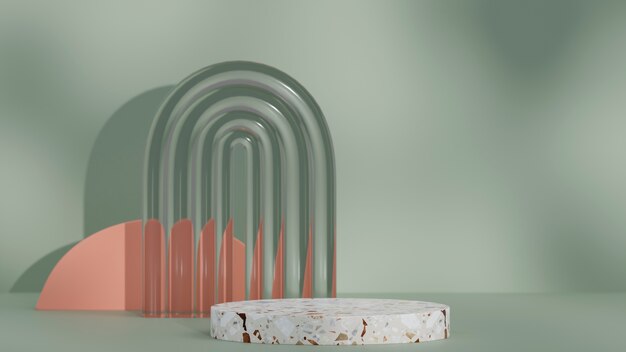 3d podium with soft color palette