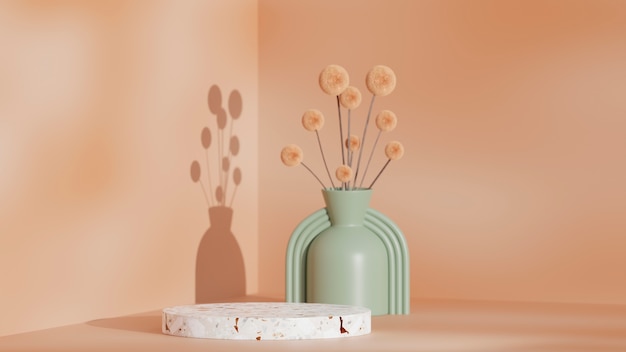 Free photo 3d podium with soft color palette