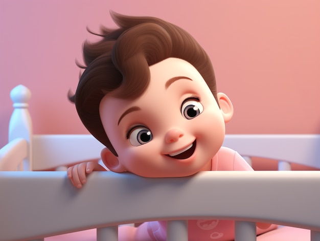 3d portrait of adorable cartoon baby boy