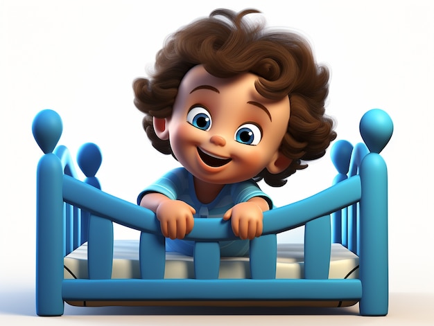 Free Photo 3d portrait of adorable cartoon baby boy