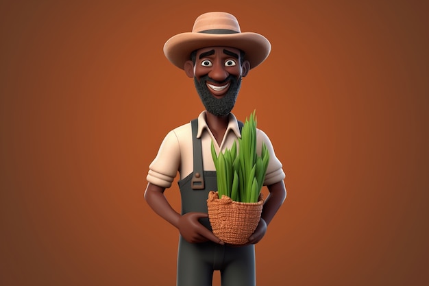 Free photo 3d portrait of farmer