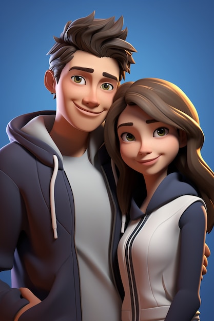 3d portrait of happy couple