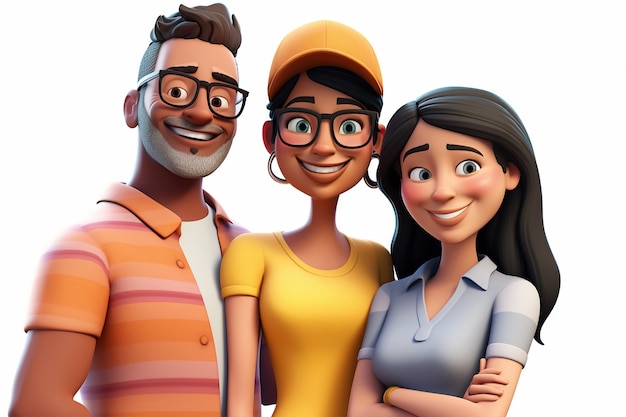 3d portrait of happy friends