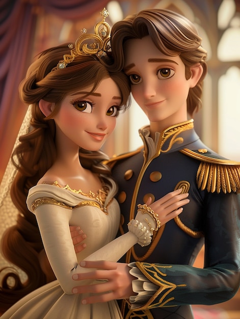 3d princess and prince cartoon