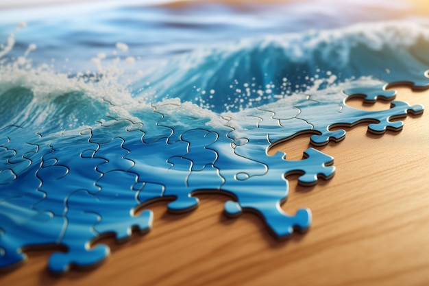 3d puzzle with sea landscape