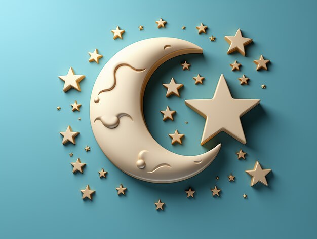 3d ramadan celebration crescent moon