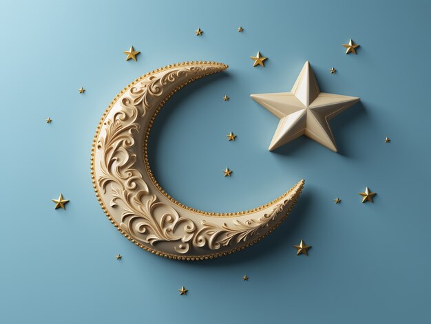 3d ramadan celebration crescent moon