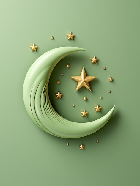 3d ramadan celebration crescent moon