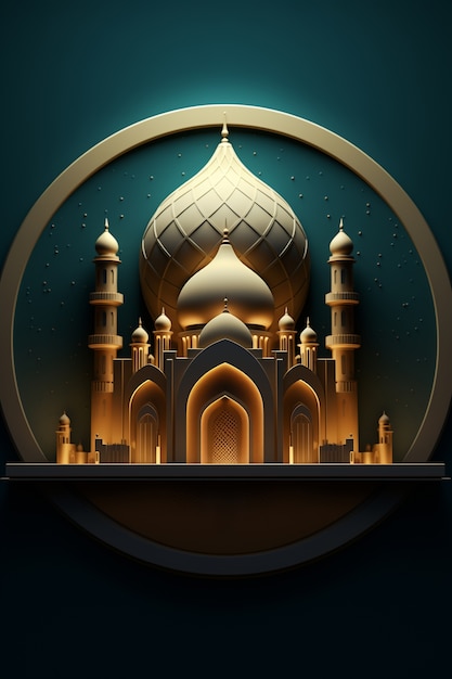 Free photo 3d ramadan celebration elements scene