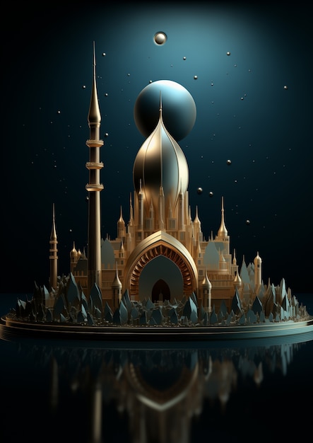 Free photo 3d ramadan celebration elements scene