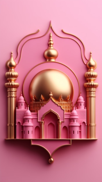 Free photo 3d ramadan celebration elements scene