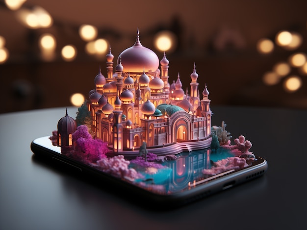 Free Photo 3d ramadan celebration elements scene