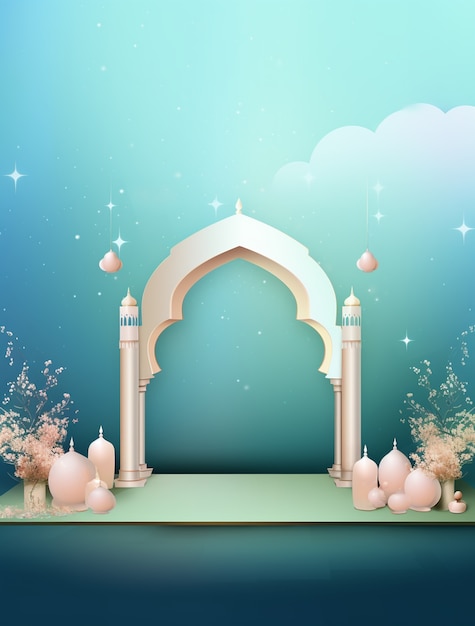 Free Photo 3d ramadan celebration with arabic gate