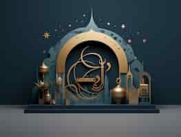 Free photo 3d ramadan celebration with lanterns