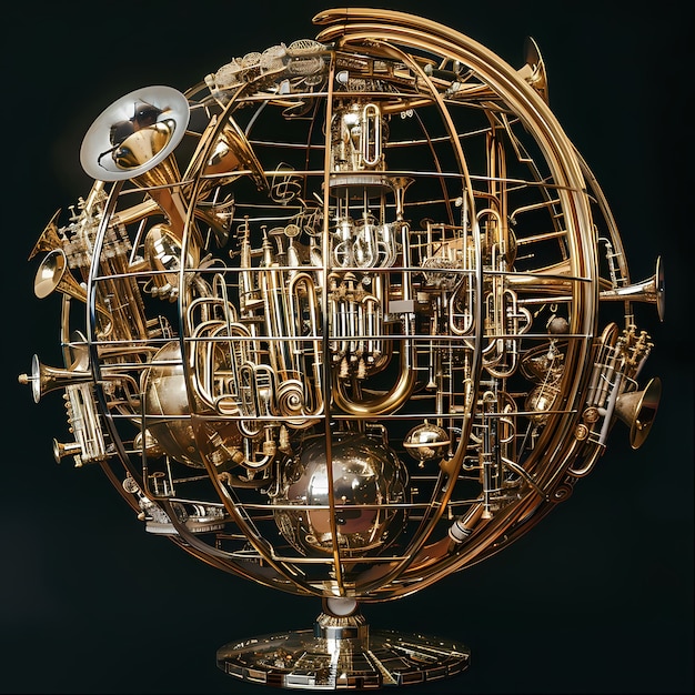 Free Photo 3d realistic globe with musical elements