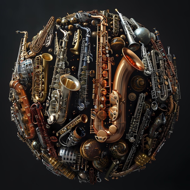 3d realistic globe with musical elements