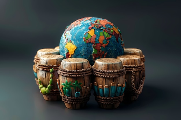 Free Photo 3d realistic globe with musical elements