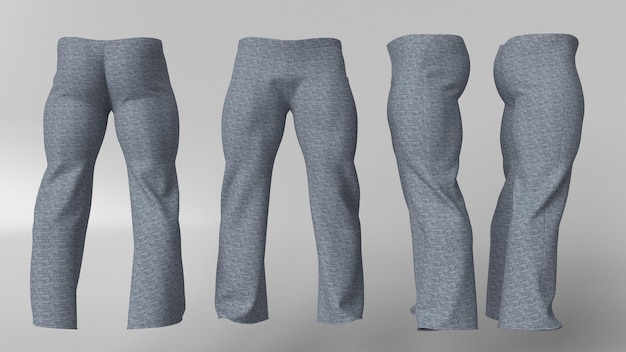 Free photo 3d realistic render of mens sport trousers clean empty template, mockup for design, logo